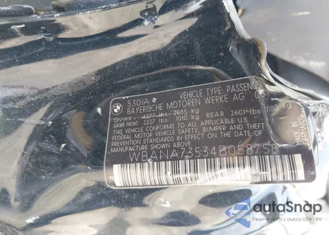 2004 BMW 530I from USA, damaged, VIN WBANA73534B058758